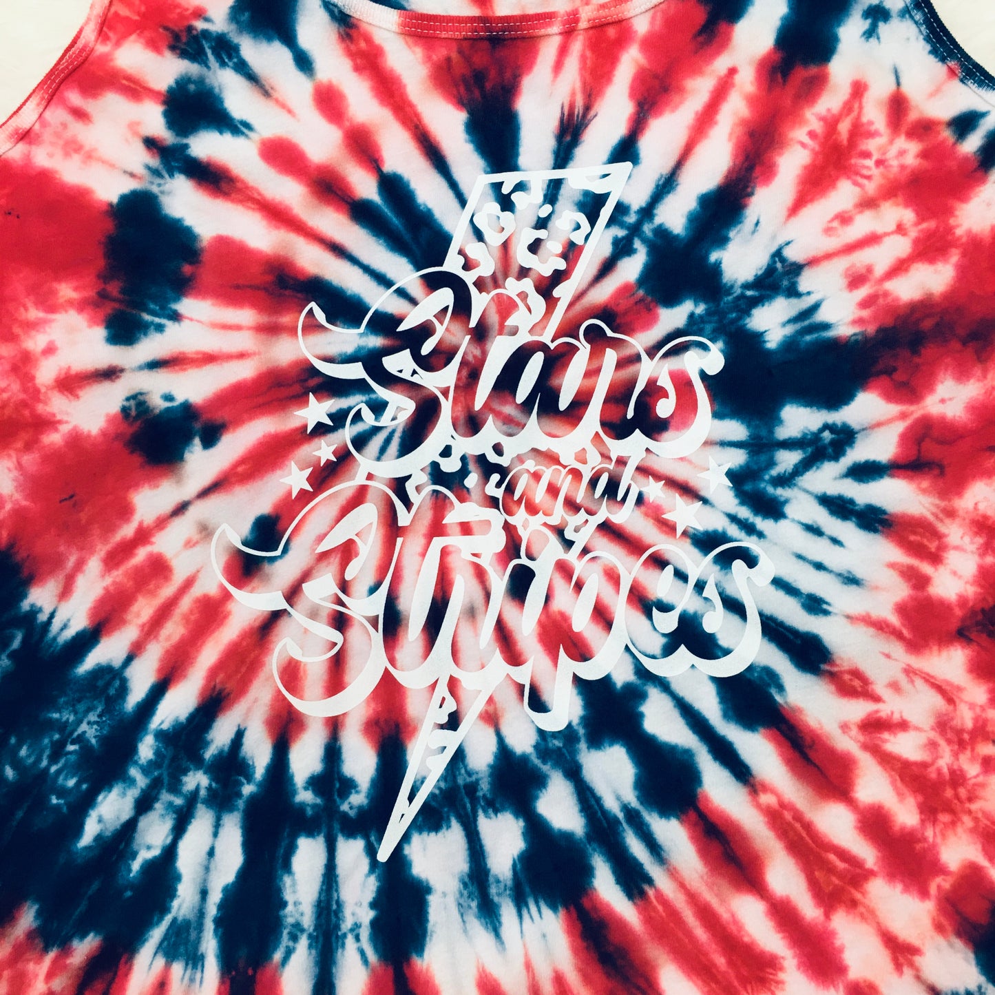 Stars and Stripes Independence Spiral Tie Dye Tank Top