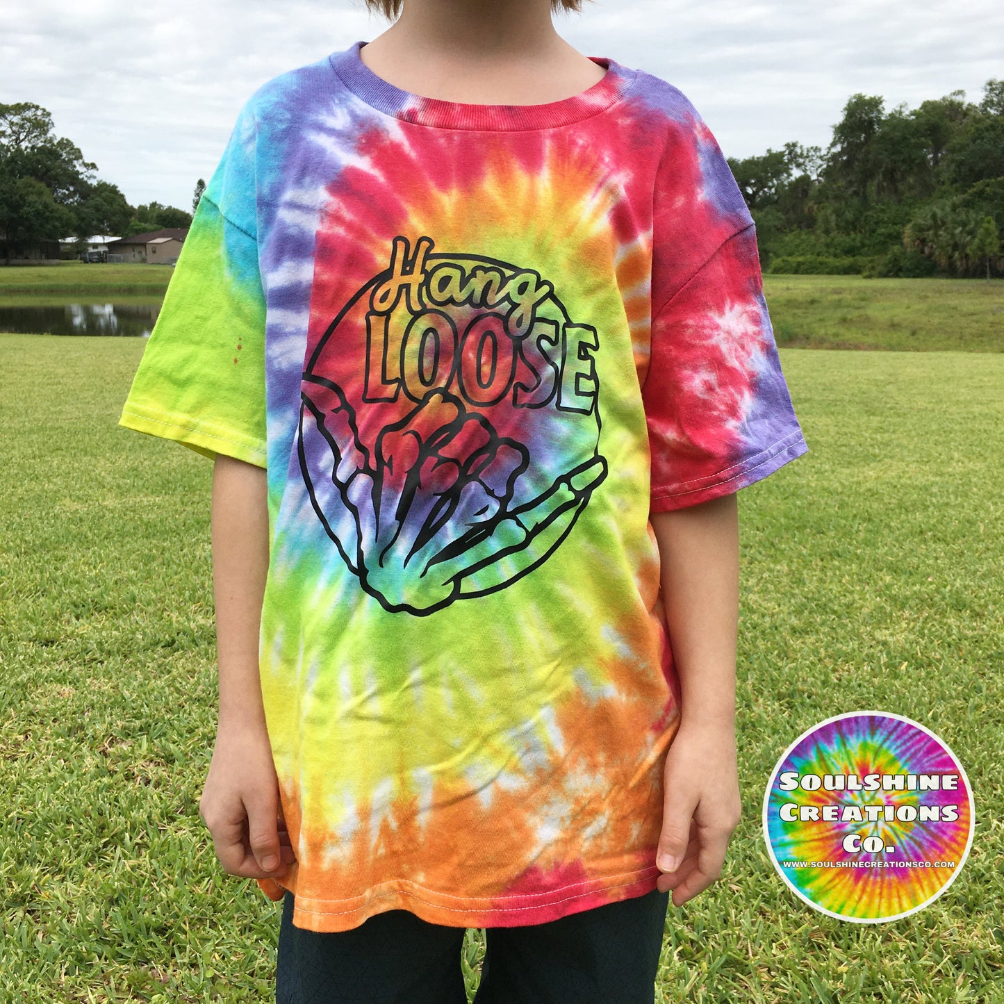 Hang Loose Rainbow Spiral Tie Dye Kids Shirt