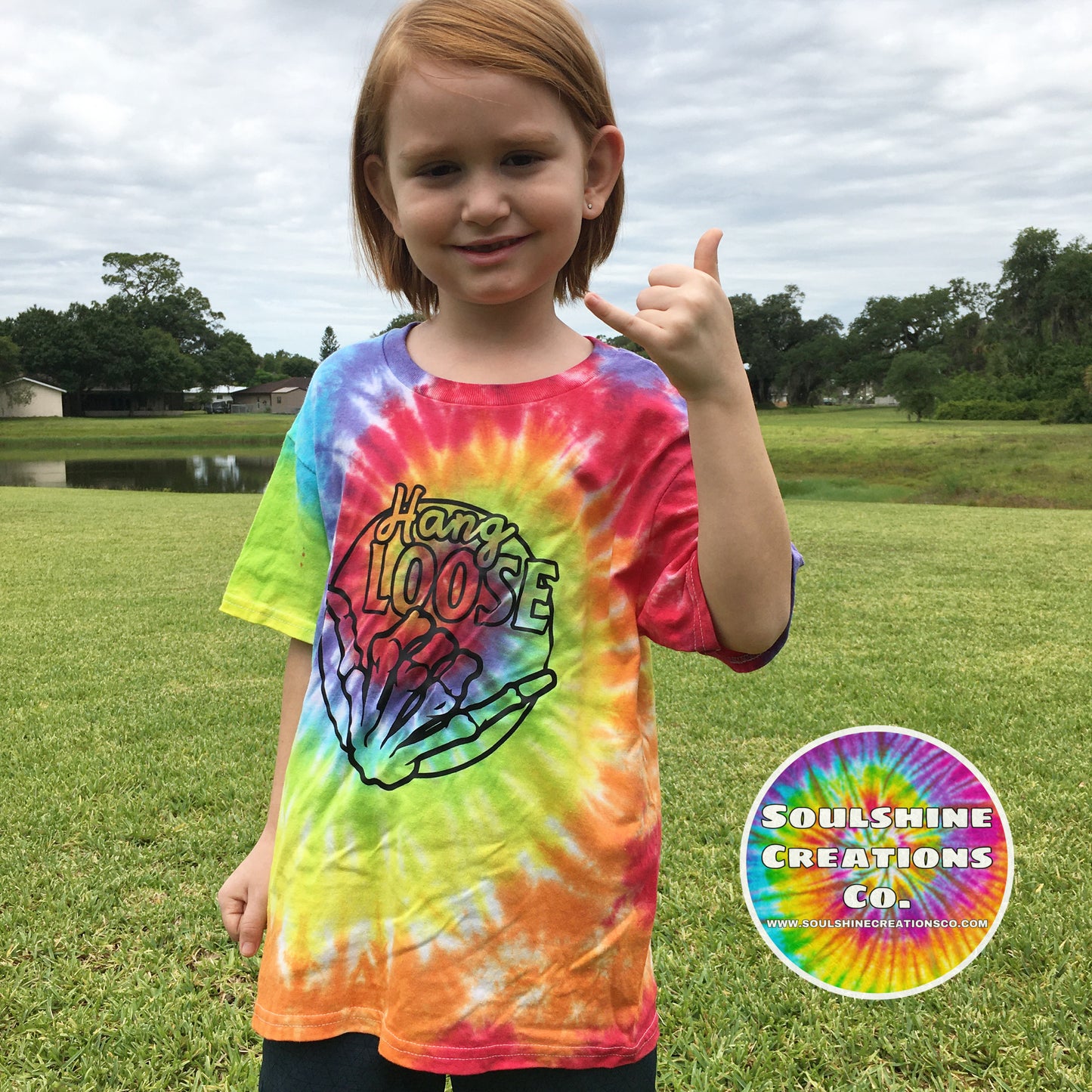 Hang Loose Rainbow Spiral Tie Dye Kids Shirt
