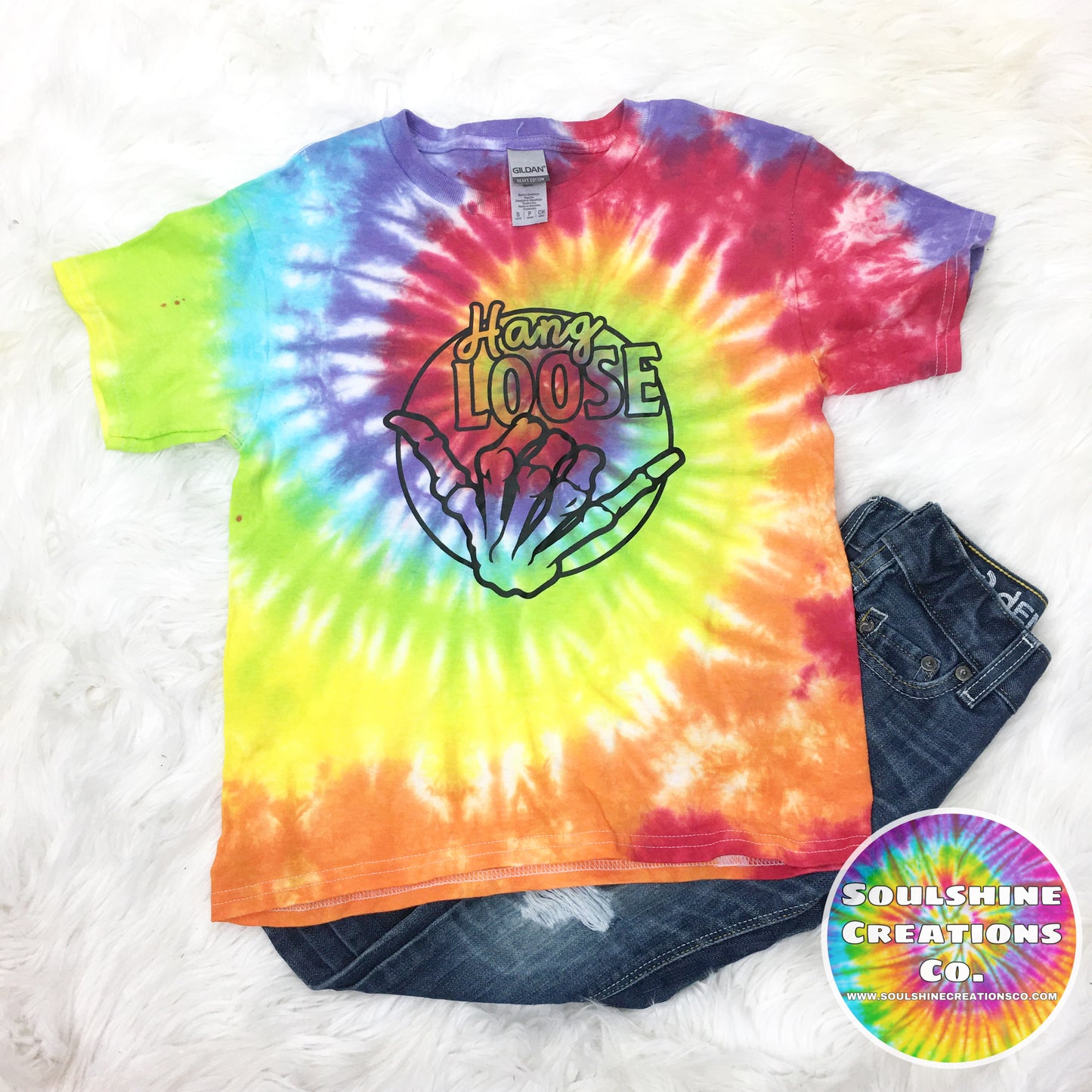 Hang Loose Rainbow Spiral Tie Dye Kids Shirt